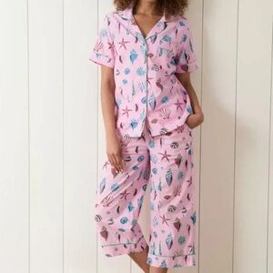 Printfresh 100% Organic Cotton Sea Shell Sleep Shirt Pants Pajama Set Size 2X
